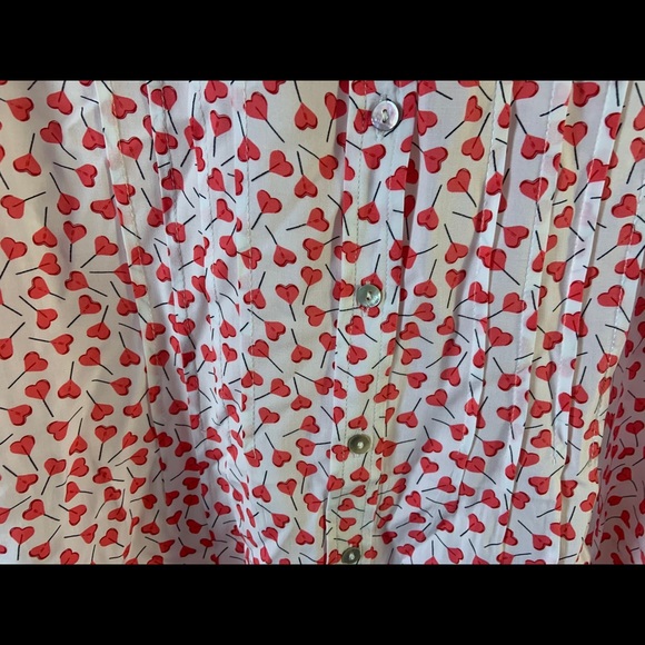 2/$10 Heart Print Blouse (L) - Picture 3 of 8